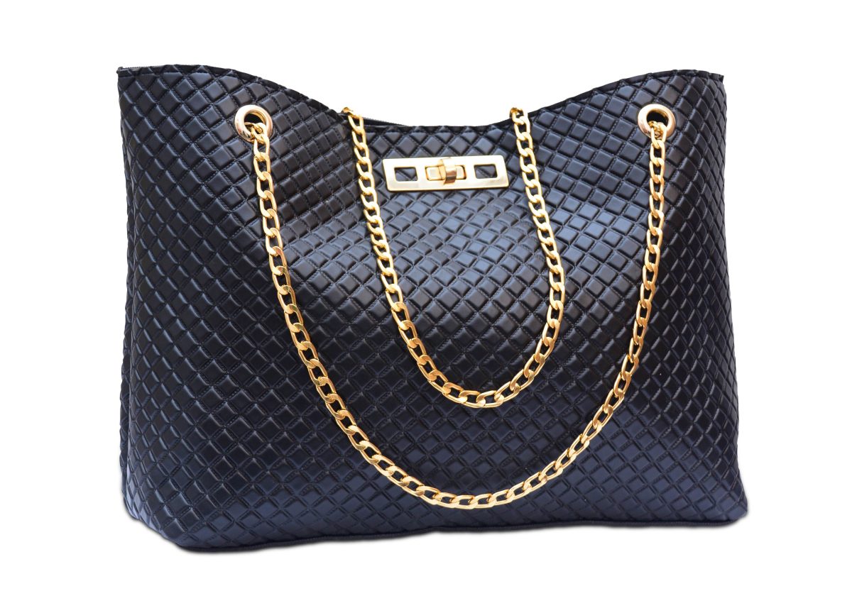 Black Shoulder Bag with Golden Chain