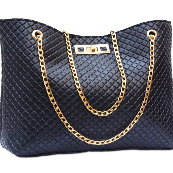 Black Shoulder Bag with Golden Chain