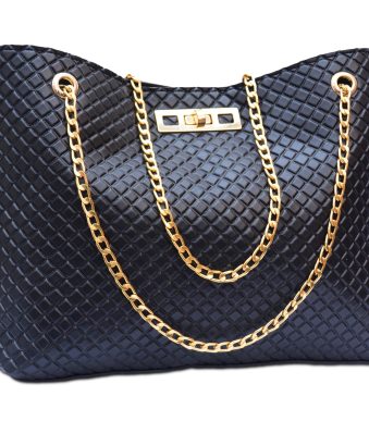 Black Shoulder Bag with Golden Chain