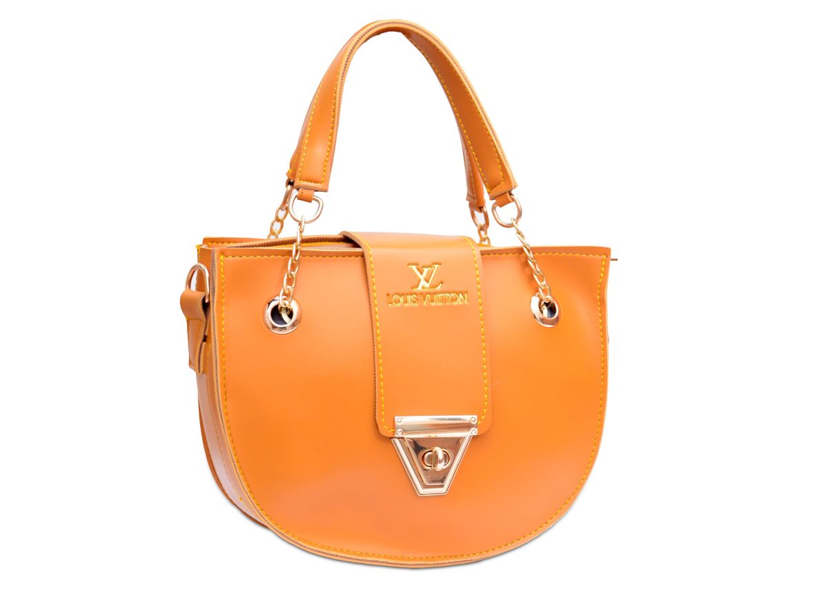 Mustard Short hand bag with golden strap