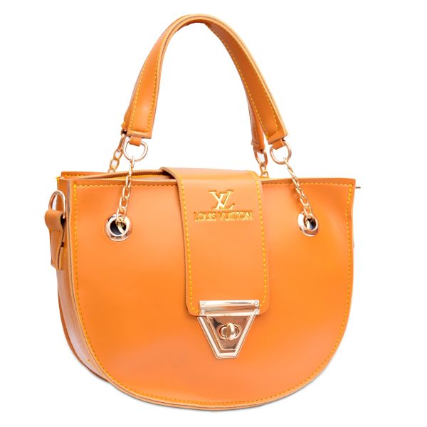 Mustard Short hand bag with golden strap