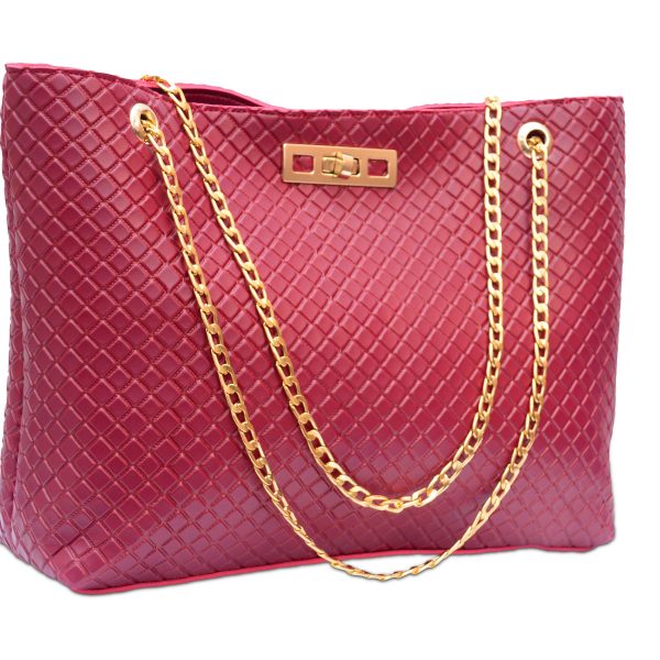 Red Shoulder Bag with Golden Chain